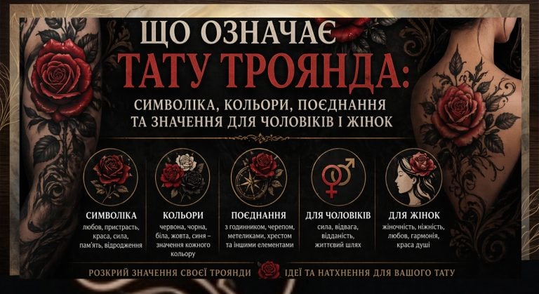 Що означає тату троянда: символіка, кольори, поєднання та значення для чоловіків і жінок