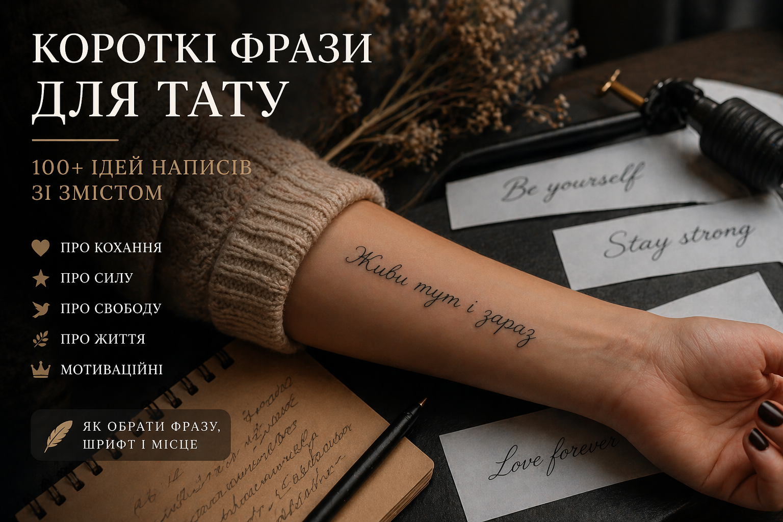 Детальніше про статтю Короткі фрази українською для тату