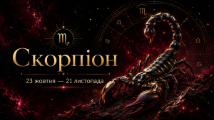 Скорпіон знак зодіаку — астрологічна ілюстрація з датами 23 жовтня — 21 листопада