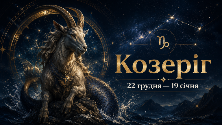 Козеріг — знак зодіаку 22 грудня — 19 січня, символ ♑ і міфологічний морський козел
