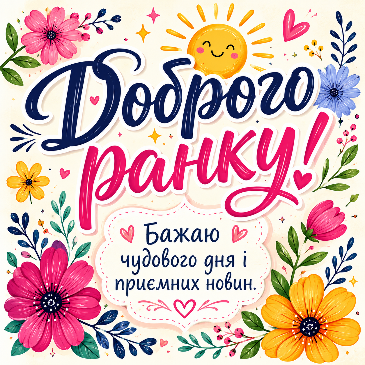 Паперова ілюстрація доброго ранку з горами, сонцем і квітами